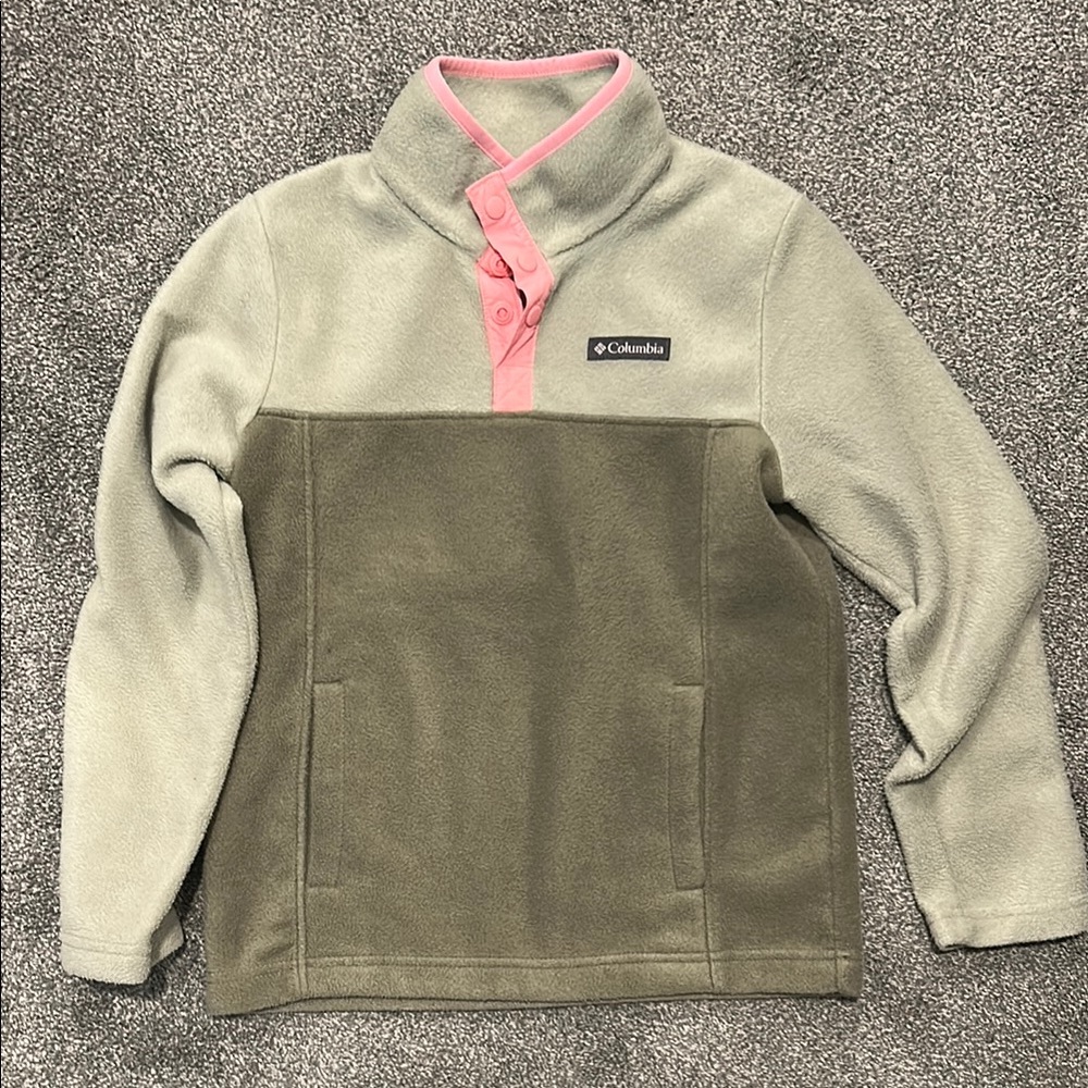 Columbia Olive and Pink Fleece Pullover